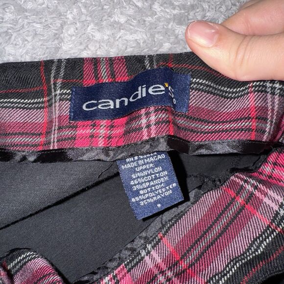 Vintage Candies Y2K Mini Plaid Skirt Size 9 Pink Black Pleated Punk Goth Rock - Picture 5 of 7
